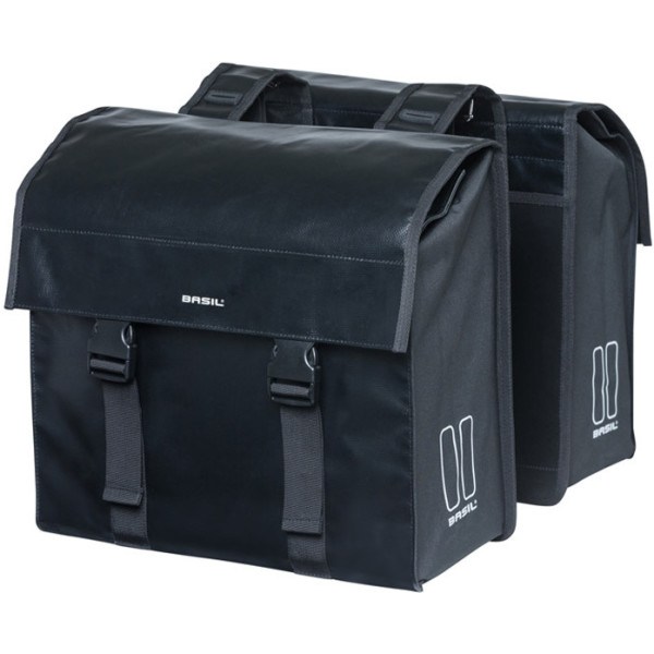 Basil Saddlebags Urban Load Mik 48-53l Waterproof Polyester Black With Reflective Piping (38x17x43 Cm)