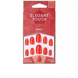 Elegant Touch Color Polished 24 Nails with Glue Oval Nancy Unisex
