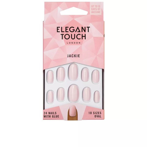 Elegant Touch Polished Colour 24 Nails With Glue Oval Jackie Unisex