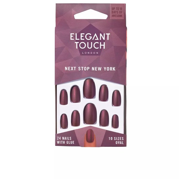 Elegant Touch Polished Color 24 Nails With Glue Oval Next Stop New York Unisex