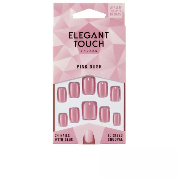 Elegant Touch Polished Colour 24 Nails With Glue Squoval Pink Dusk Unisex