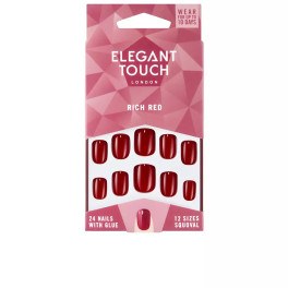 Elegant Touch Color Polish 24 Nails with Unisex Rich Red