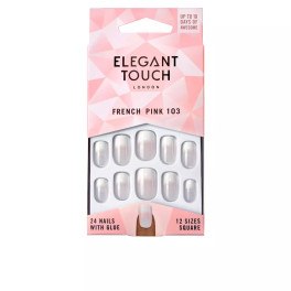 Elegant Touch French Pink 24 Nails With Glue Square 103 M Unisex