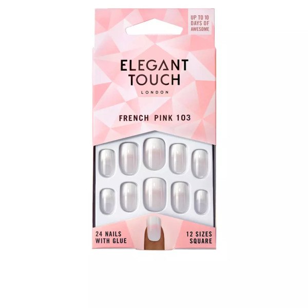 Elegant Touch French Pink 24 Nails With Glue Square 103 M Unisex