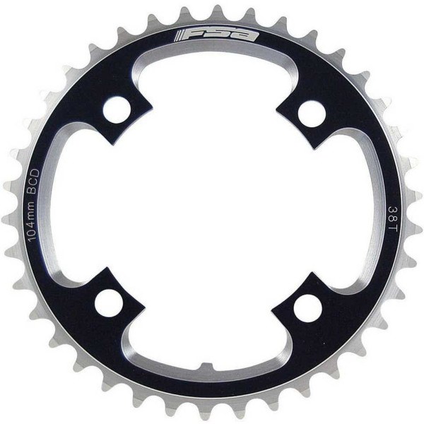 Fsa Dh Pro Chainring 38 dentes 104 Bcd 4 furos 3 mm Offset 9v alumínio preto/prata