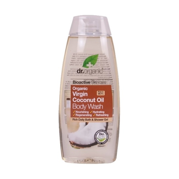 Sabonete corporal com óleo de coco virgem orgânico Dr - Gel de banho com óleo de coco virgem 250 ml