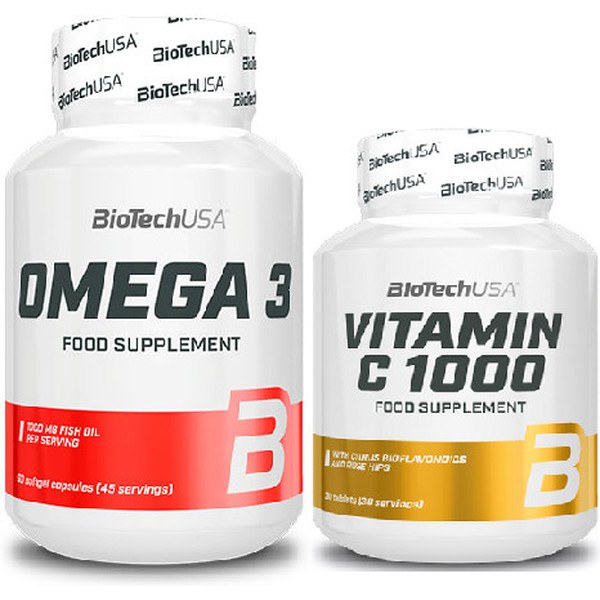 Pack BioTechUSA Omega 3 90 caps + Vitamin C 1000 30 tabs