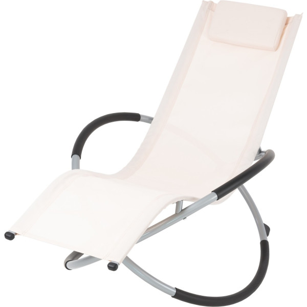 Ecd Germany Tumbona Mecedora Plegable Crema Con Cojín Reposacabezas Sillón Ergonómico Resistente A Los Rayos Uv Y A La Intemp