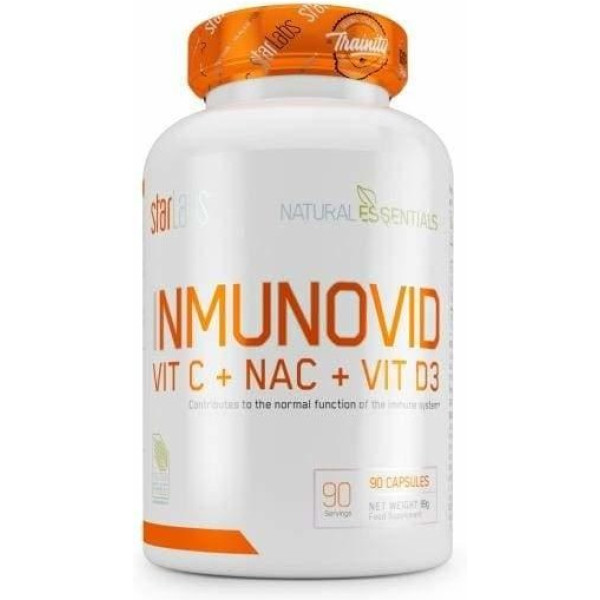 Starlabs Nutrition Vitaminas Inmunovid 90 Cápsulas - Sabor UNFLAVOURED - Vitamina C, Vitamina D y NAC para potenciar el sistema inmunológico