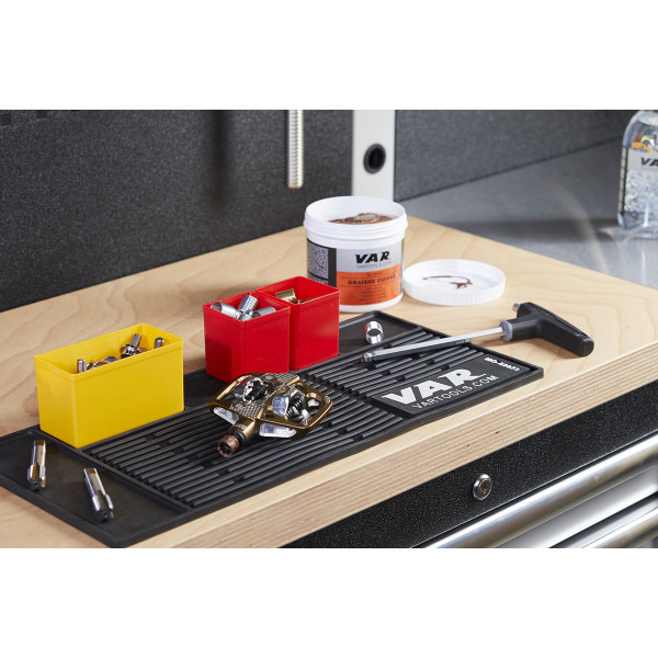 Var Tapis de banc d'atelier en caoutchouc noir