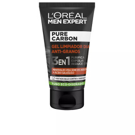 Gel de limpeza antiespinhas L\'oreal Men Expert Pure Charcoal 3 em 1 100 M masculino