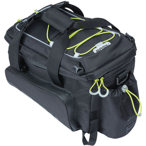 Sac Basil Miles Xl Pro 9-36l Polyester imperméable Noir/Citron vert avec passepoil réfléchissant (31x23x20 Cm)