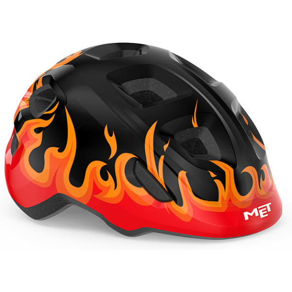 Casque Met pour enfants Hourra Flames Noir Brillant