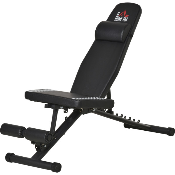Homcom Banco De Pesas Plegable Banco Abdominales Ajustable Con Respaldo Inclinable En 6 Posiciones Y Reposacabezas Para Entrenam