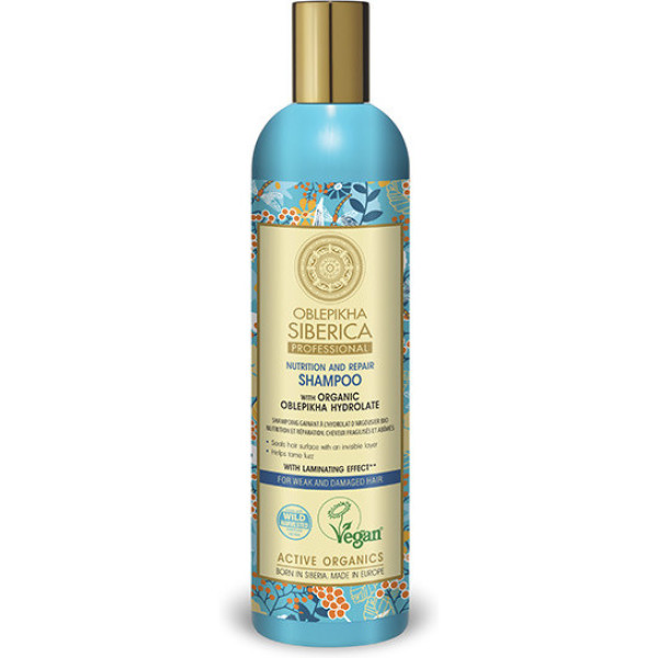 Natura Siberica Shampoo mit Bio-Sanddornhydrolat für schwaches und geschädigtes Haar, Ernährung und Reparatur