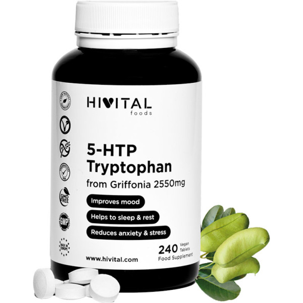 Hivital 5-htp Triptófano 2250mg. 240 Comprimidos Veganos Para 8 Meses