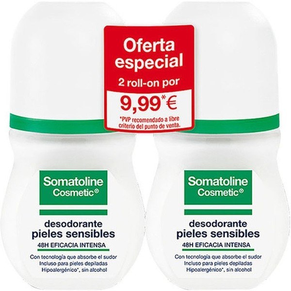 Somatoline Deodorant Roll-On für empfindliche Haut Lot 2 Stück Unisex
