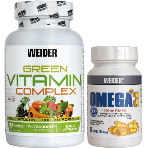 Pack REGALO Weider Green Vitamin Complex 90 tabs + Omega 3 20 caps