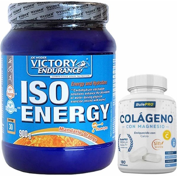 Pack Victory Endurance Iso Energy 900g + BulePRO collageen met magnesium 180 tabletten