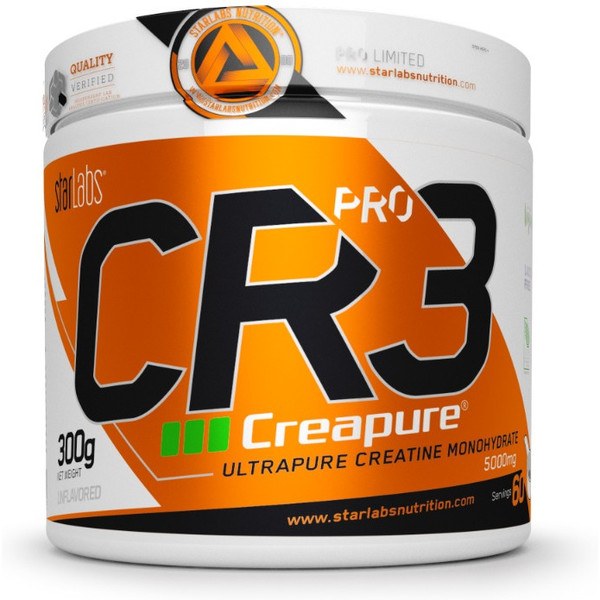 Starlabs Nutrition Creatine Cr3 PRO Creapure 300Gr - Sabor Neutro - Volumizador e Massa Muscular