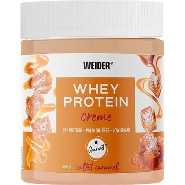 Weider Whey Protein Creme Salted Caramel 250 Gr - Crème à tartiner à faible teneur en sucre + 23% de protéines