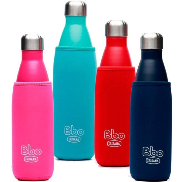 Irisana Botella Bbo Termo Acero Inoxidable 500 Ml. Azul + Funda 72.bbo7.500