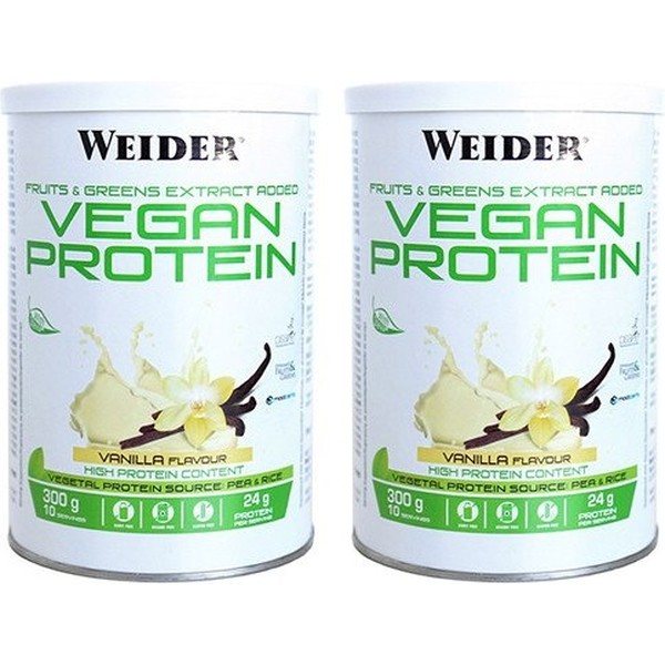 Pack Weider Vegan Protein 2 Gläser x 300 gr Schokolade + Vanille/Capuccino