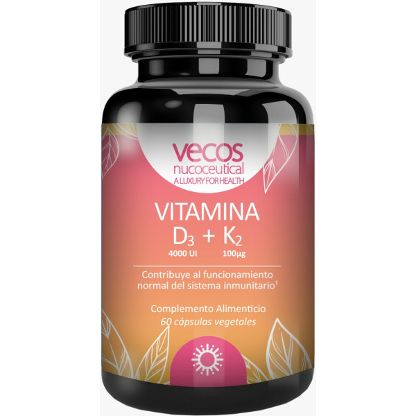 Vecos Nucoceutical Vitaminas Para Reforzar El Sistema Inmunológico - Vitamina D3 + K2 - 60 Cápsulas Vegetales - Contribuye Al