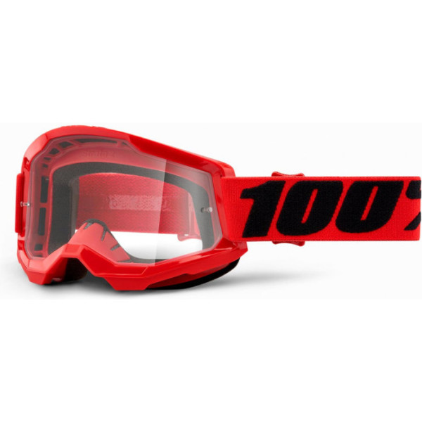 100% Strata 2 Youth Goggle Red - Clear Lens