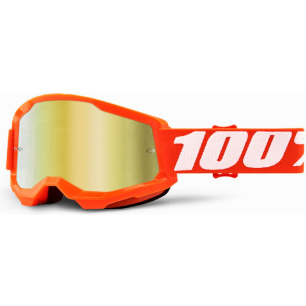 Masque de protection pour jeunes 100% Strata 2 Orange - Oculaire Mirror Gold