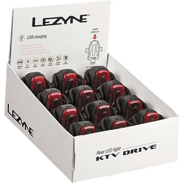Lezyne Display Box 12 Ktv Drive Rear Lights Black