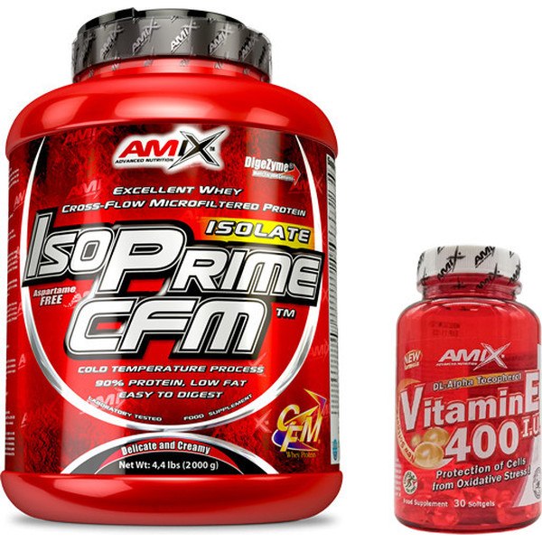 GESCHENKPACKUNG Amix IsoPrime CFM Isolat Protein 2 Kg + Vitamin E 30 Kapseln