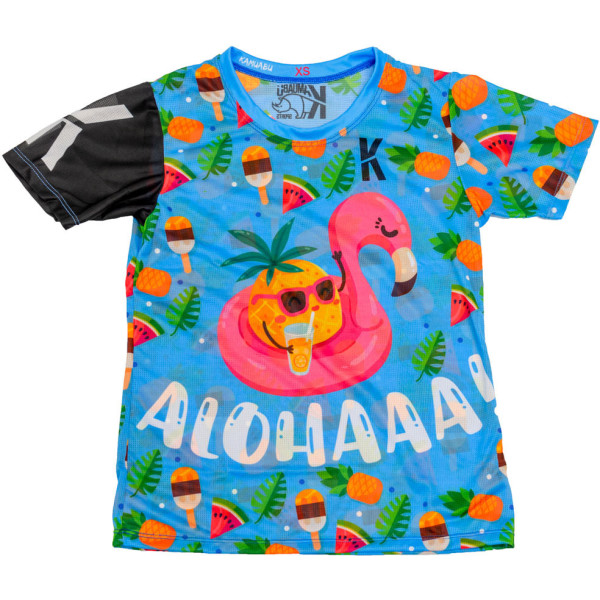 Kamuabu Camiseta Running Aloha Pienapple - 90grs Poliester Ultra Ligero Y Fresco - Hombre
