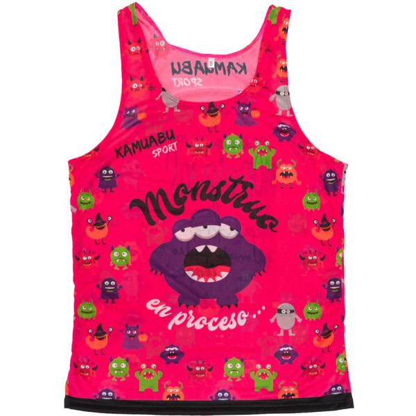 Kamuabu Camiseta Running De Tirantes - Monstruos Rosa - 90grs Ultra Ligera - Hombre