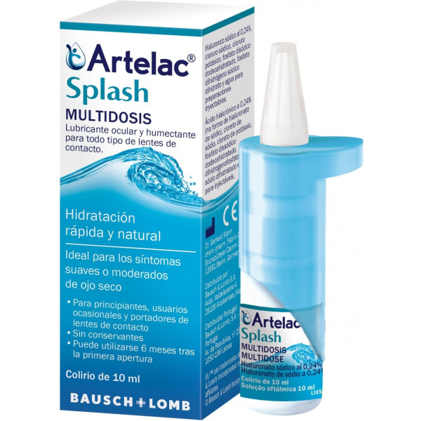 Bausch Lomb Artelac Splash oogdruppels voor droge ogen 10 ml bevat geen conserveringsmiddelen.