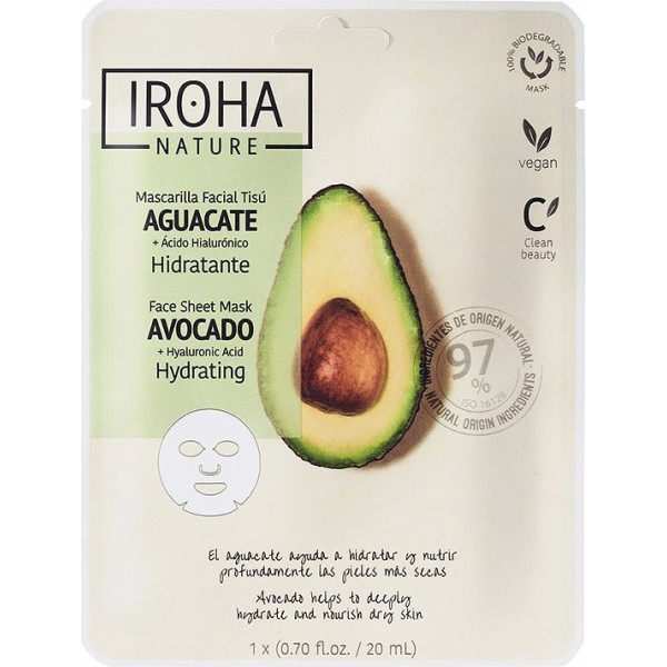 Iroha Nature Mask Avocado + acido ialuronico 1 U Unisex