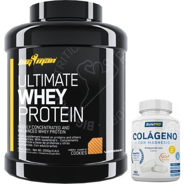 Pak BigMan Ultimate Whey Protein 2 kg + BulePRO Collageen met Magnesium 180 tabletten