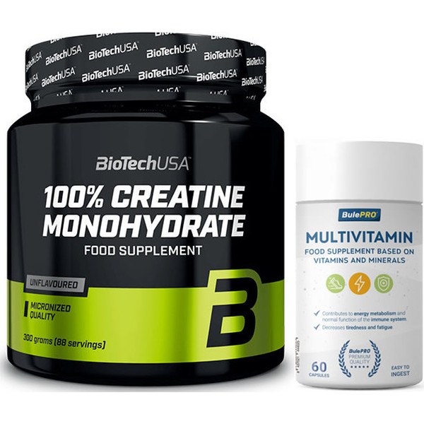 Pack BioTechUSA 100% Gemicroniseerd Creatine Monohydraat 300 gr + BulePRO Multivitaminen 60 Caps
