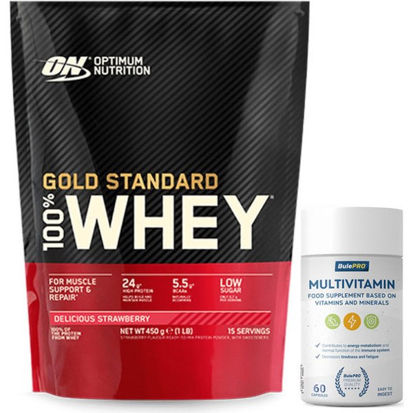 Pack Optimum Nutrition Protein On 100% Whey Gold Standard 10 Lbs (4,5 kg) + BulePRO Multivitamine 60 Kapseln