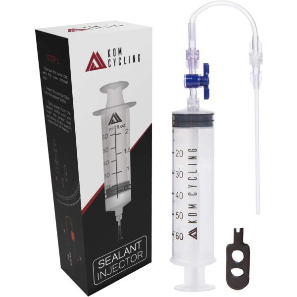 Kom Cycling Jeringuilla Para Inyectar Líquido «tubeless» + Llave Extracción Obus De Válvula Presta Para Sellante