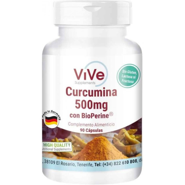 Vive Supplements Curcumina + Bioperine - 90 Caps - Antiinflamatorio Natural