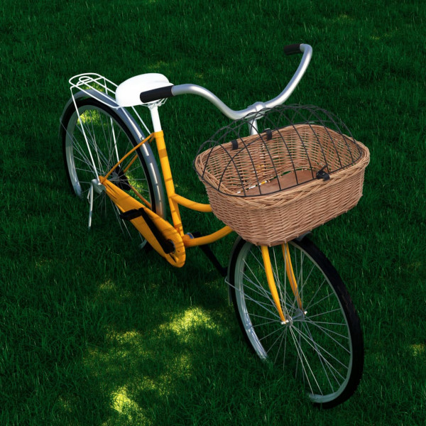 vidaXLA Vidaxl Housse avant de vélo avec housse en saule naturel 50x45x35 cm