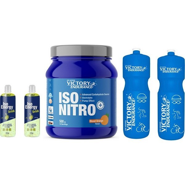 Pack Victory Endurance Iso Nitro Energy Drink 500 gr + Iso Energy Drink 500 Ml + Botella De Agua 750 Ml Azul