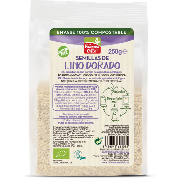La Finestra Sul Cielo Semillas De Lino Dorado Bio 100% Compostable