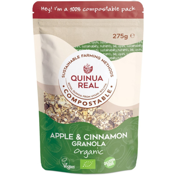 Quinoa Echte Appel en Kaneel Granola Bio 100% Plastic Vrij