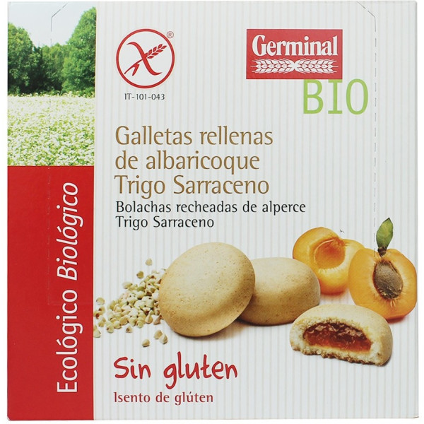 Biscoitos de trigo sarraceno germinais sem glúten recheados com creme de damasco