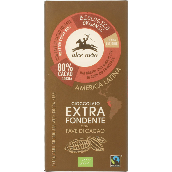 Alce Nero Tableta De Chocolate Negro 80% Con Pepitas De Cacao