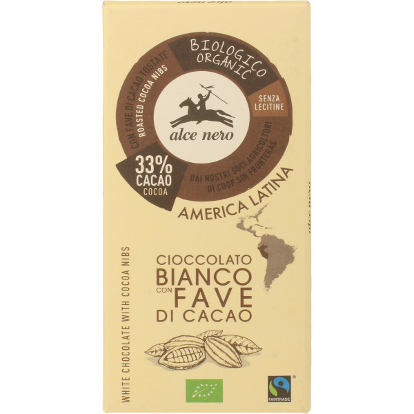 Alce Nero Tableta De Chocolate Blanco Con Pepitas De Cacao