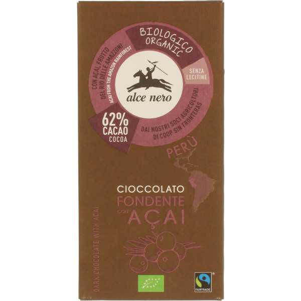 Alce Nero Tableta De Chocolate Negro Con Açai