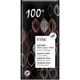 Vivani Chocolate Negro Superior 100% Con Nibs De Cacao Bio